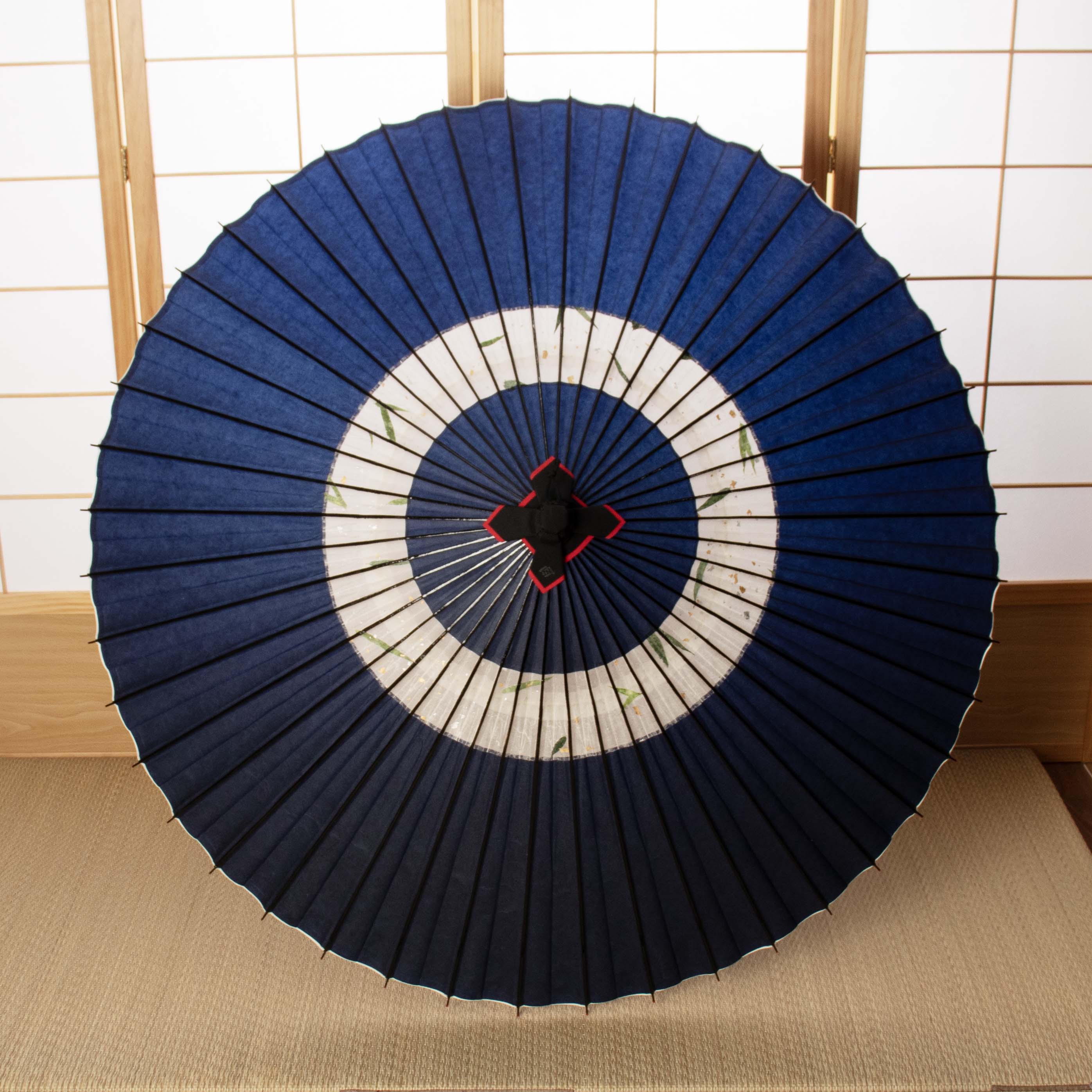 新作和傘のご紹介 -蛇の目柄 藍に笹-
