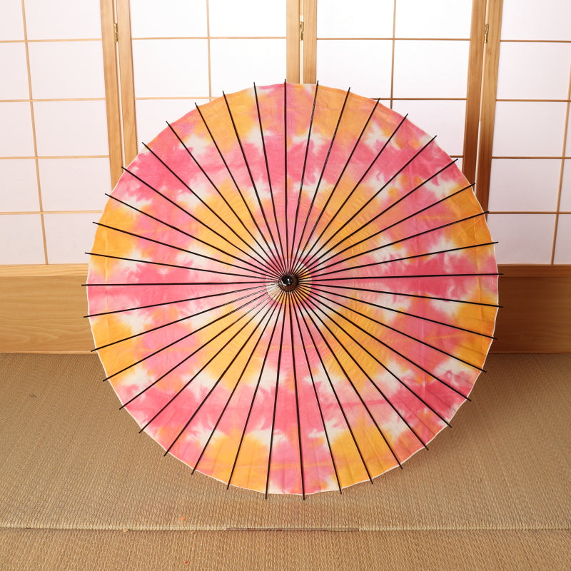 黒竹和日傘『縁』絞り染め とき色