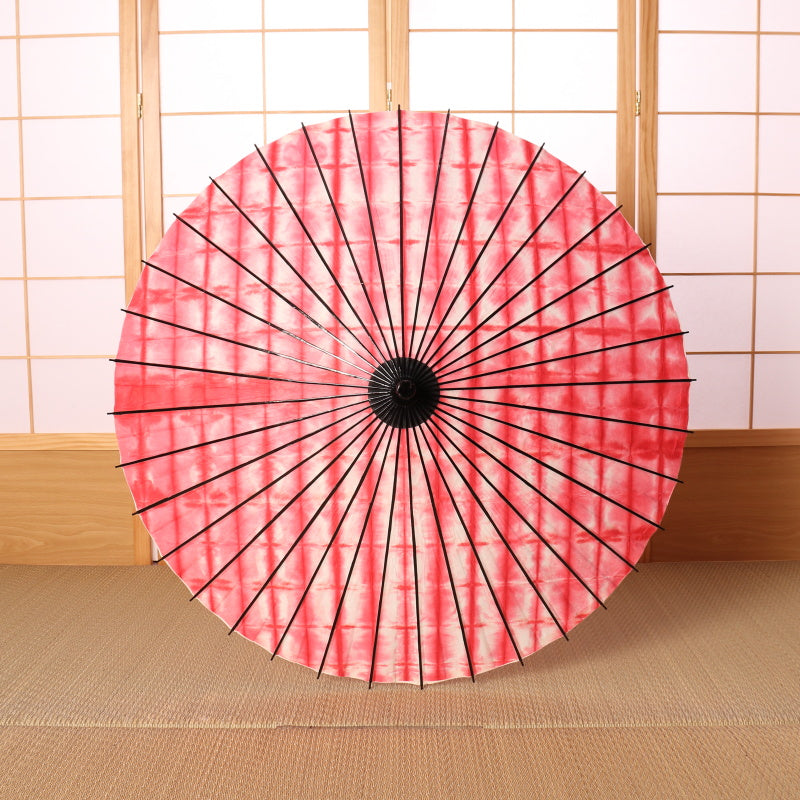 黒竹和日傘『縁』絞り染め-紅緋
