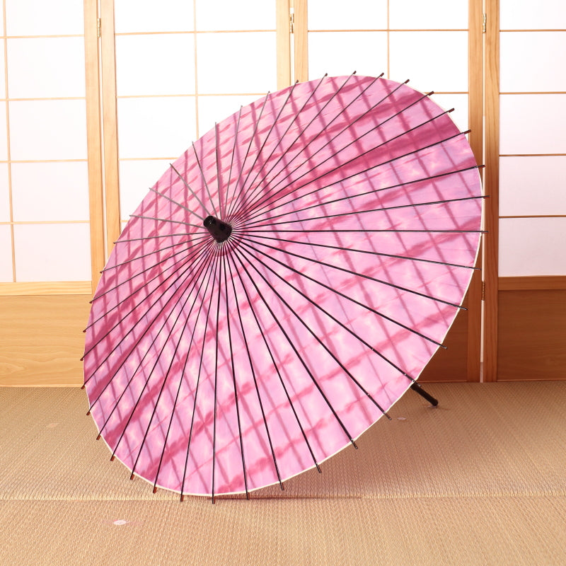 黒竹和日傘『縁』絞り染め-花菖蒲-
