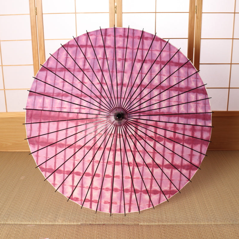 黒竹和日傘『縁』絞り染め-花菖蒲-
