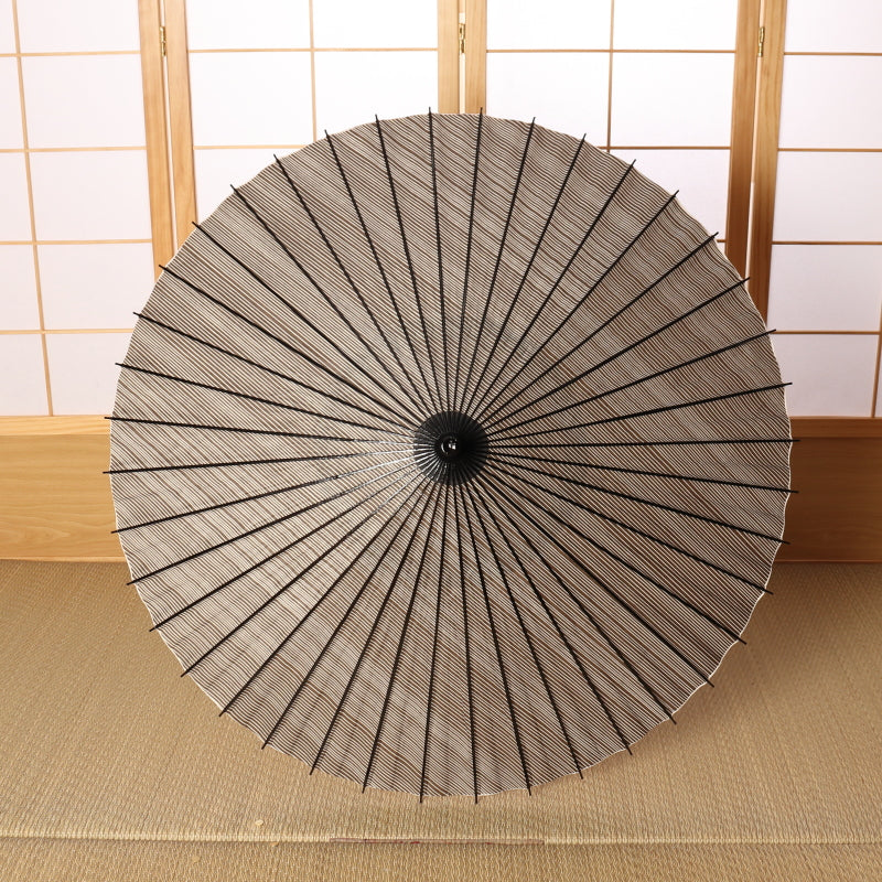 黒竹日傘『縁』縞文様 文人茶