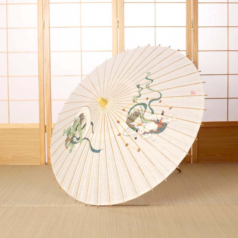 Hand-painted Kyoto Yuzen Japanese parasol "Wind God and Thunder God"