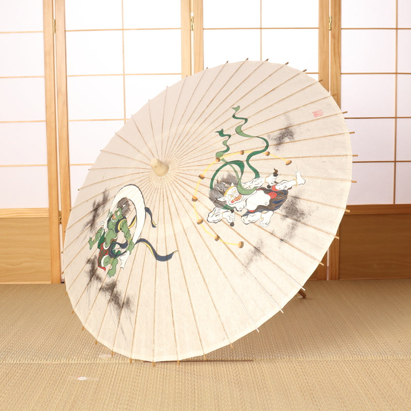 手描き京友禅 和日傘『風神雷神図』