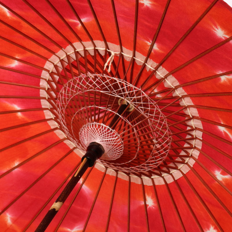 Black bamboo Japanese parasol "Edge" tie-dyed scarlet