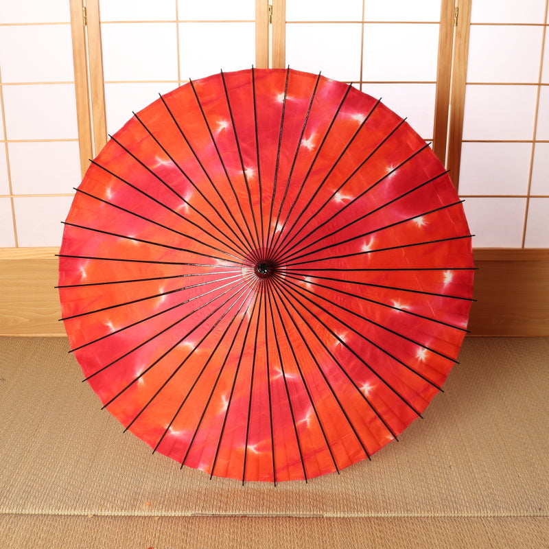 Black bamboo Japanese parasol "Edge" tie-dyed scarlet