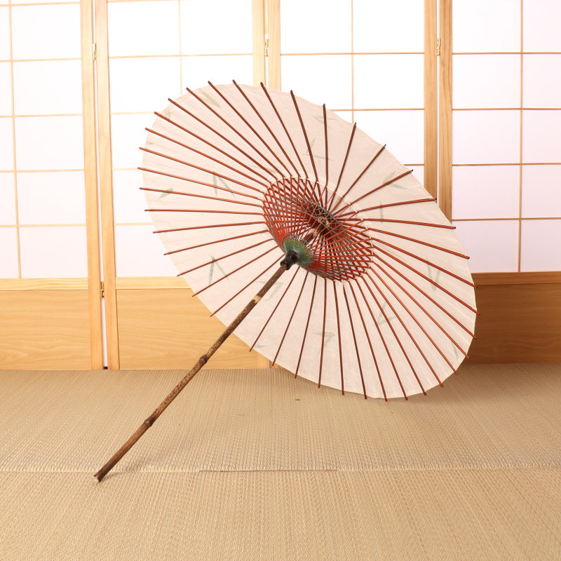 Black bamboo Japanese parasol "Openwork bamboo leaf"