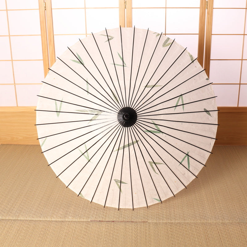 Black bamboo Japanese parasol "Openwork bamboo leaf"