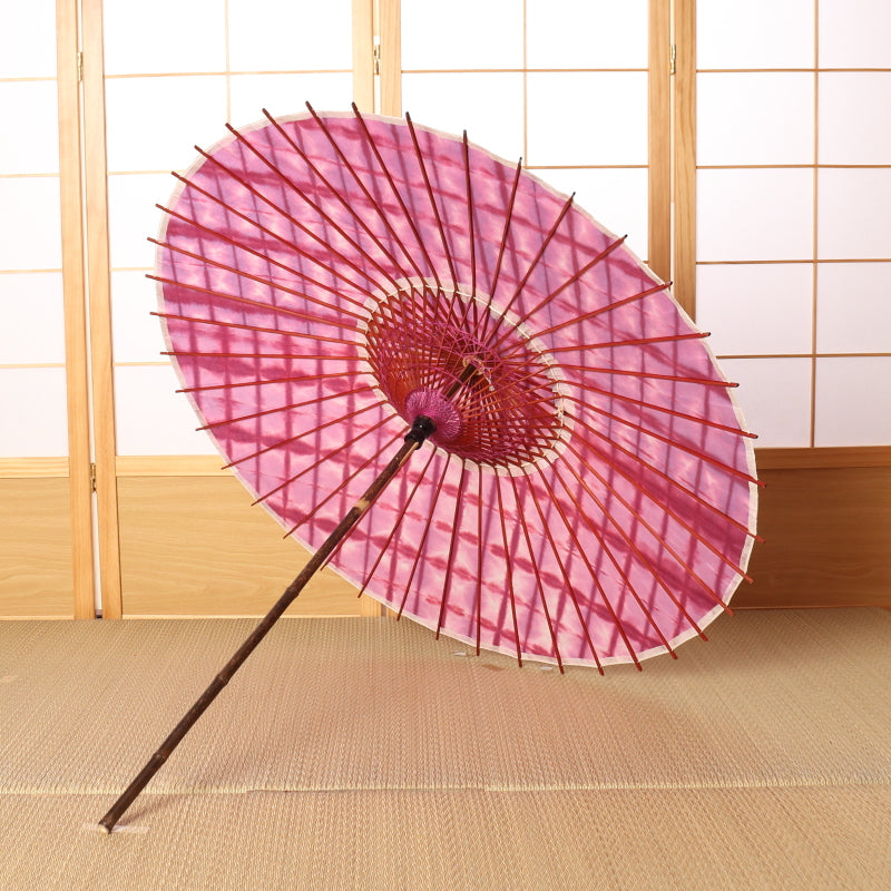 黒竹和日傘『縁』絞り染め-花菖蒲-