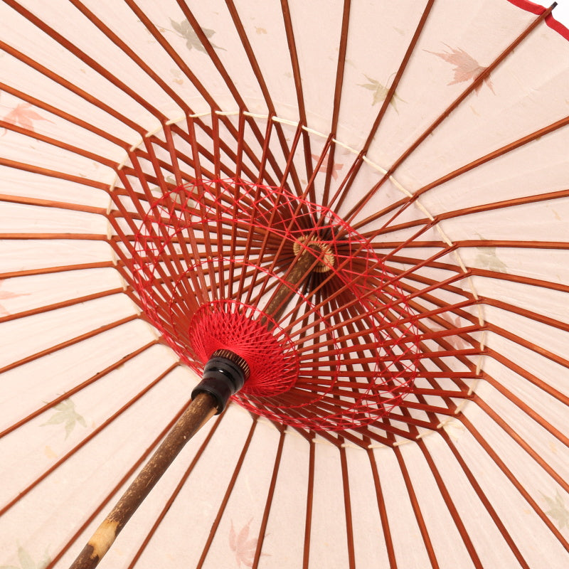 Paper Naturally Parasol “Black Bamboo”（White)/Autumn leaves