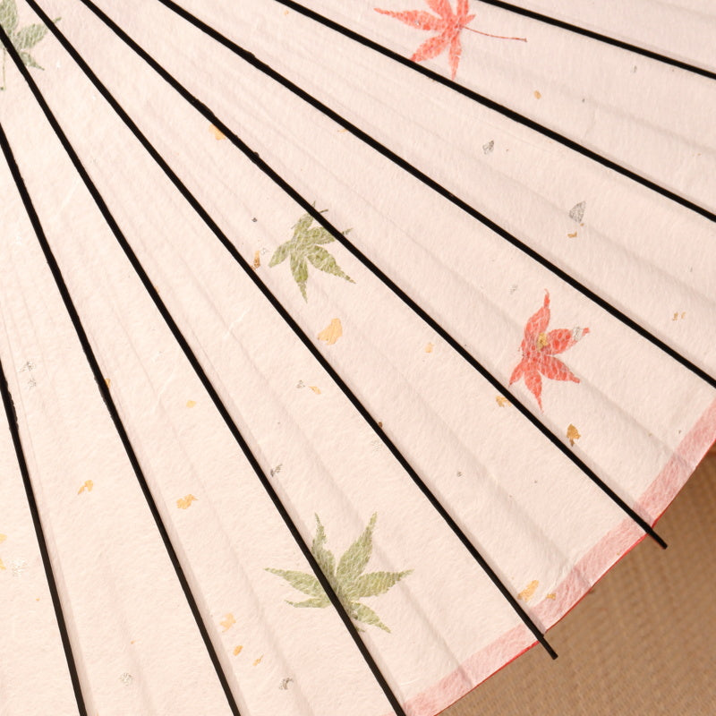 Paper Naturally Parasol “Black Bamboo”（White)/Autumn leaves